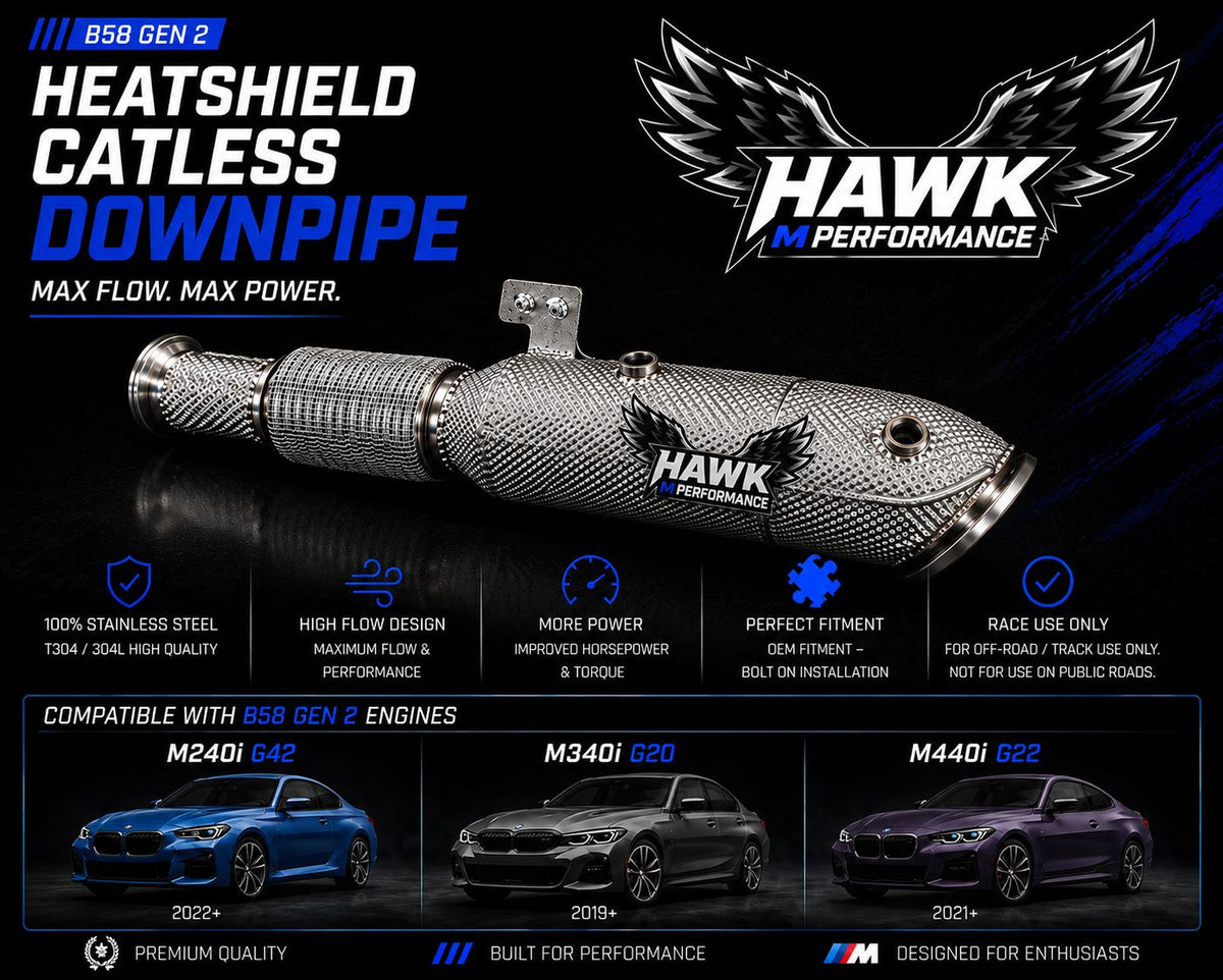 Hawk B58 Gen 2 5inch Heatshield Catless Downpipe